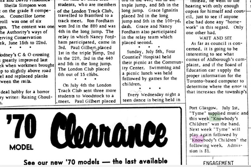 Band gigs at Port Glascow with the band Tyme